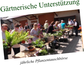 jährliche Pflanzentauschbörse Gärtnerische Unterstützung